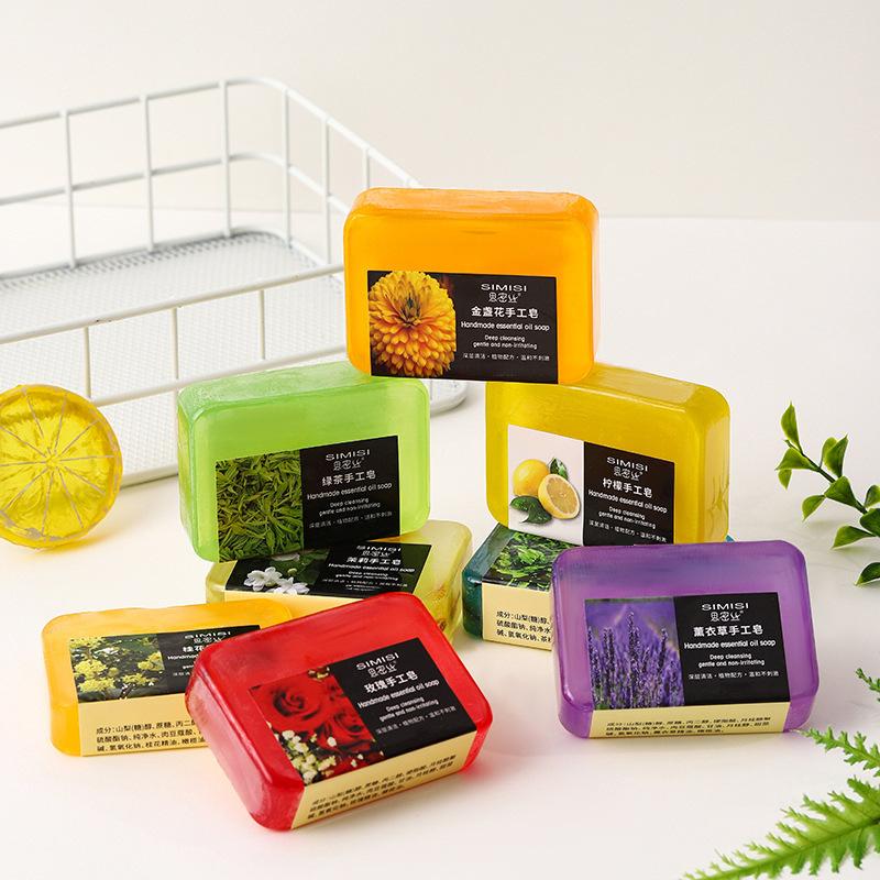 Handmade Flower Scented Soap with Rose, Jasmine, Osmanthus and Lavender 80G for Cleaning and Moisturizing