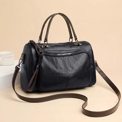 Retro Large Capacity Women Shoulder Bag Soft PU Leather Crossbody Bag Female Casual Boston Designer Messenger Handbag Totes