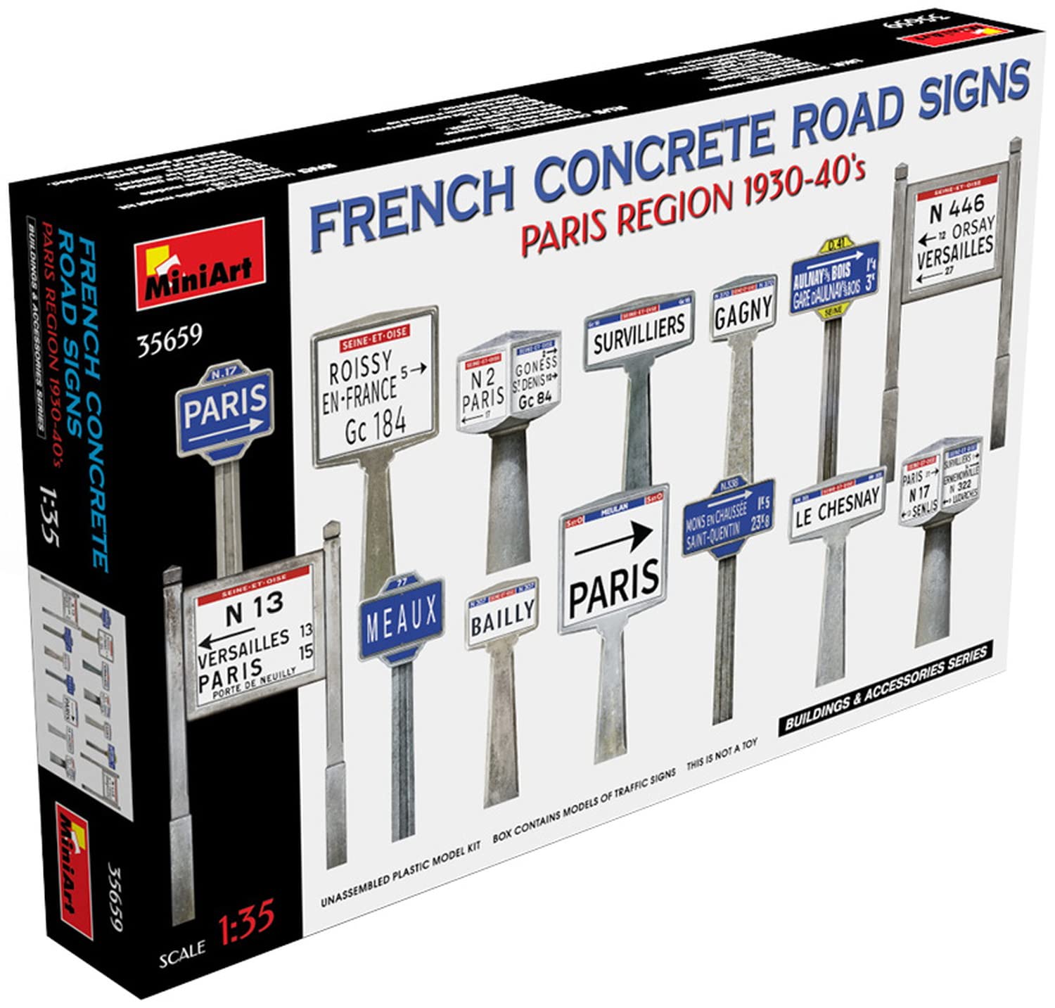 

Miniart French Pavement Road Signs Set Paris Region Plastic Model MA35659 1/35 1930-1940