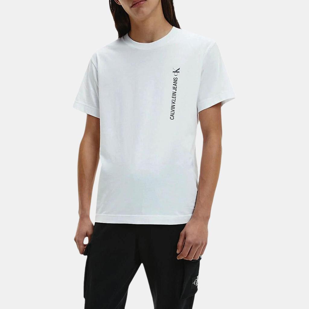 Calvin Klein Letter Print Pattern Crew Neck Short Sleeve T-Shirt Men Tops White J30J318303-YAF