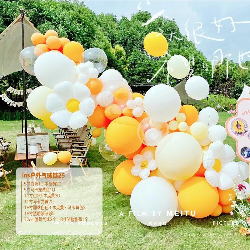 Sunflower Daisy Balloon Chain Birthday Arrangement Macaron Balloon Wreath Arch Set