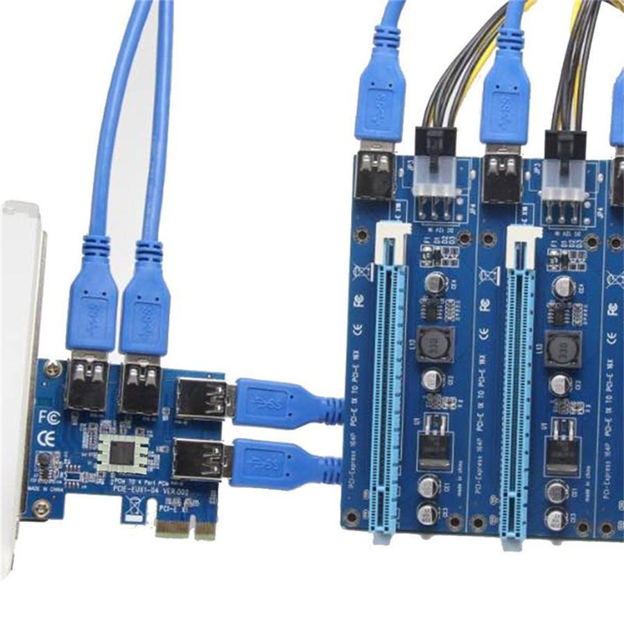 PCI Express Riser Card PCI-E 1 to 4 PCIE USB 3.0 Slots Multiplier Adapter Card