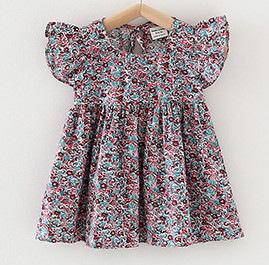 Summer Girls Floral Flutter Sleeve Dress With Bowknot Princess Party Dress For Toddler Baby 80cm