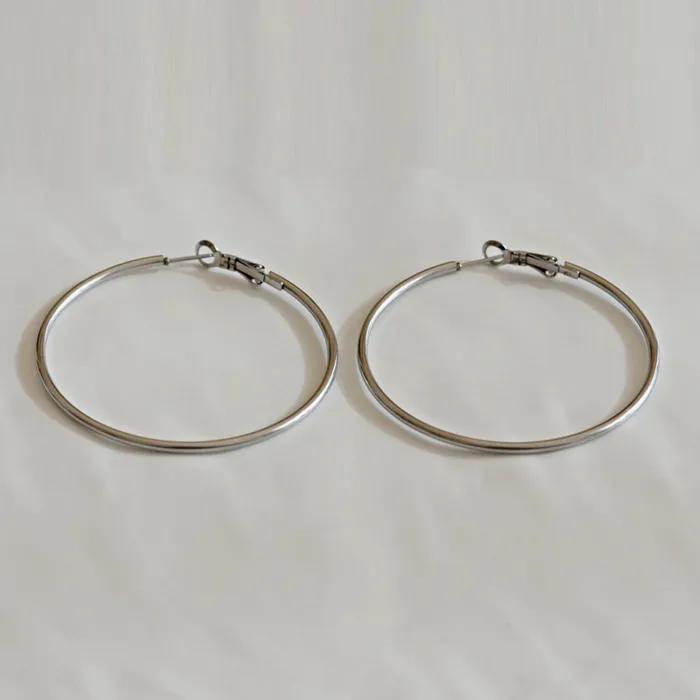 _JJ11 Surgical Steel 50mm One-Touch Hoop Earrings