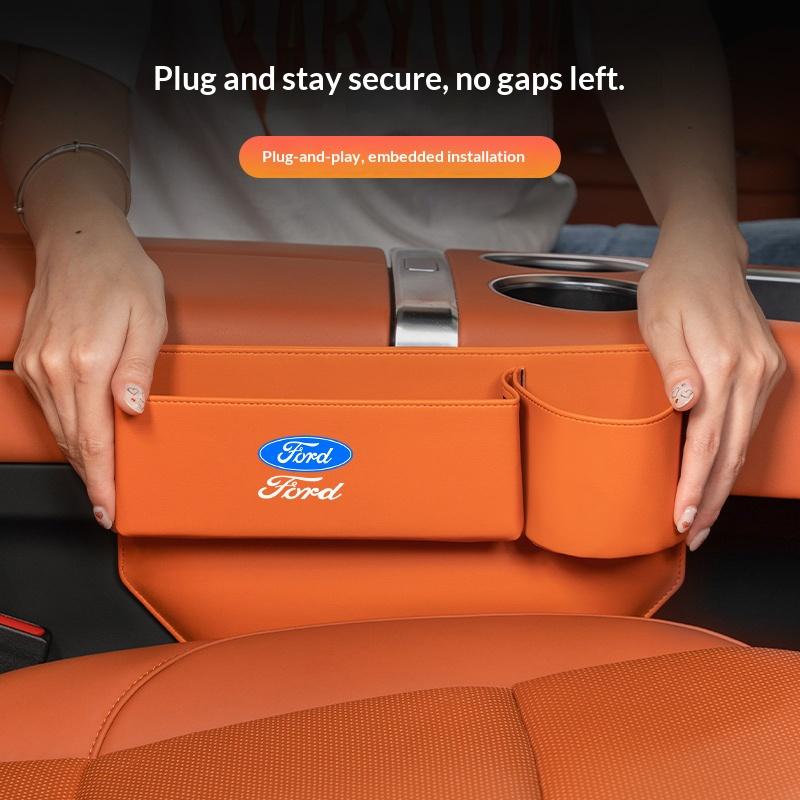For Ford Mondeo Focus Explorer Escape Kuga Everest Bronco F-150 Ranger Transit Car Leather Seat Gap Storage Box CVX1