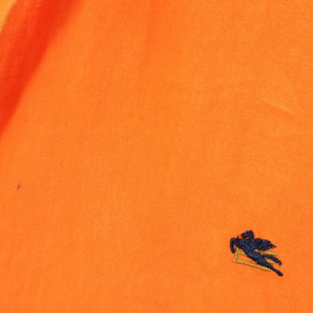 Etro Herrenhemd aus Leinen mit kurzen Ärmeln XXL Orange Gebraucht Made in Italy