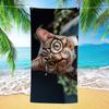 Summer Cute Cat Print Beach Towel Quick Dry Microfiber Pool Towel Soft Sand Free Towel for Travel Camping and Beach Activities
