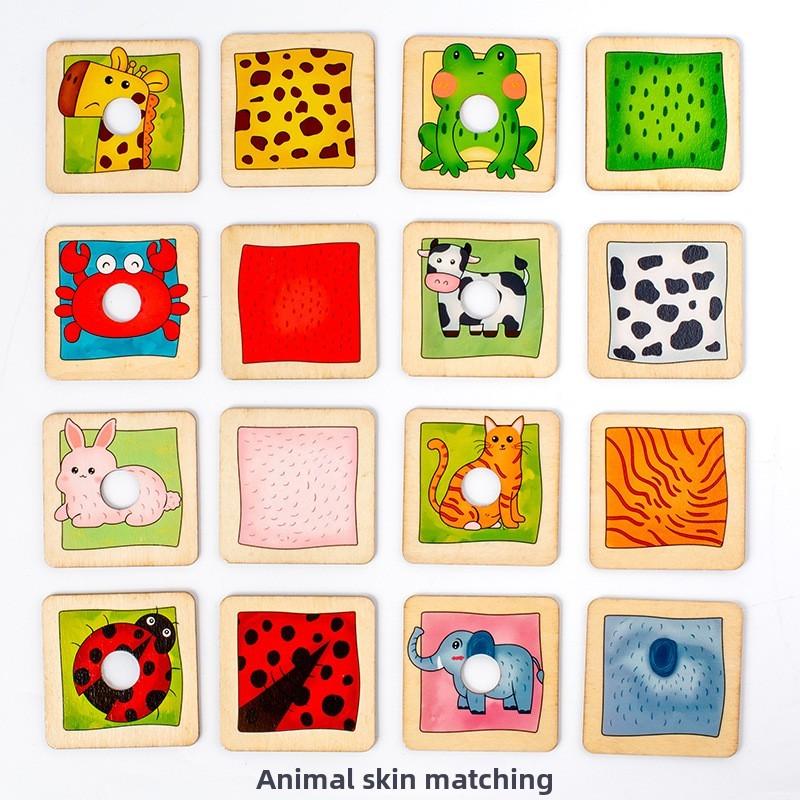 Animal Wooden Figures Toy Early Childhood Educational Shadow Game Matching