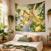 Forest Elf Fairy Anime Tapestry, Galaxy Mushroom Wall Hanging, Nature Fantasy Wall Decor Blanket for Bedroom Dorm
