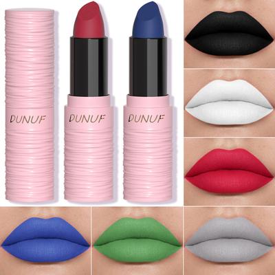 Matowa Czarna Biała Szminka Trwały Pigment Zielony Fioletowy Wodoodporna Aksamitna Szminka Świąteczna Halloweenowa Imprezowa Makijaż Ust Kosmetyk