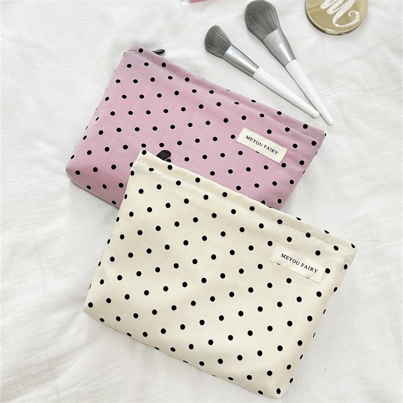 New Style Personalized Polka Dot Makeup Bag, Sweet and Portable Travel Skincare Storage Bag, Simple Toiletry Bag, Inner Pocket Bag