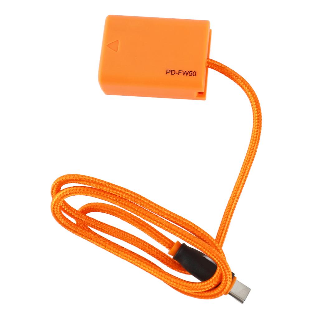 Dummy Battery with Type C PD Power Cable 60cm Long Replacement for A7 A7M2 A7R2 A7S2 A6000 A6300A6500 A5000 A5100