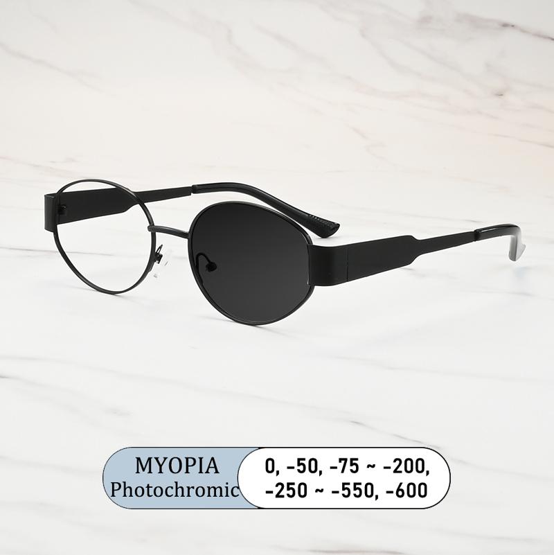 New Fashion Brand Design Metal Oval Men Myopia Glasses Optical Prescription Nearsight Anti Blue Light Women Short Light Eyewear