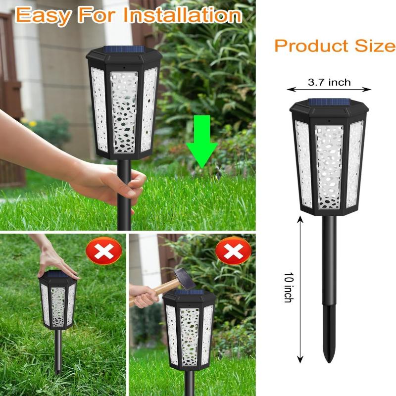 Solar Powered Pathway Landscape Lights Outdoor Waterproof Dusk to Dawn 2 Modes Warm White & White Modern Garden Lights for Path Yard Walkway Driveway