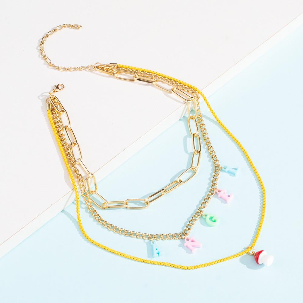 Geometric Trendy Flower Soft Clay Dog Pendant Necklace Elegant Layered Jewelry Women For