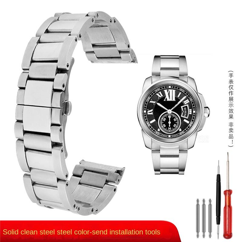 För Cartier Calibre W7100037/W7100041/W7100015 Metallarmband Herr Högkvalitativt Rostfritt Stål 23mm Armband Klockarmband