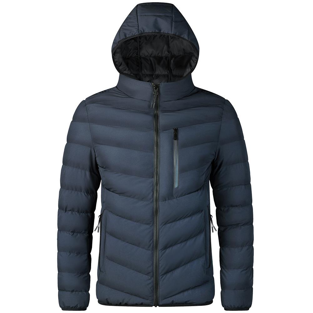 Warm Jacket Men Windbreaker Autumn and Winter Hooded Parkas Men's Fashion Casual Lightweight Cotton Padded Jacket Coat Male