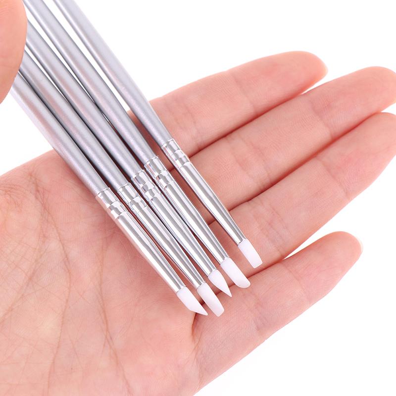 5Pcs Nail Art Silicone Point Nail Carving Pen Dotting Tools Sculpture Pen Crafts