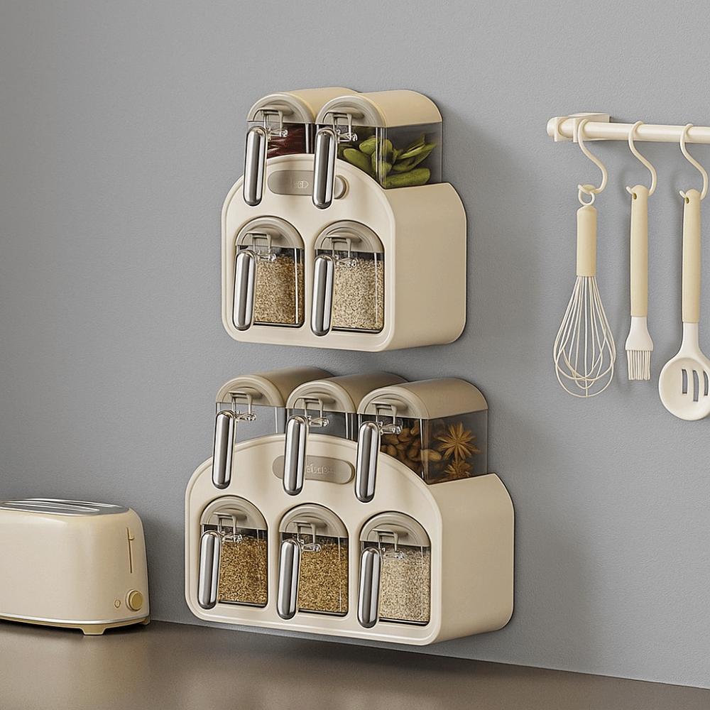 Plastic Condiment Storage Box Sealed Spice Storage Rack Practical Spice Container  for Home