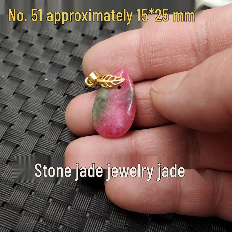 Pink Jade Peach Blossom Diamond Inlaid Pendant Necklace