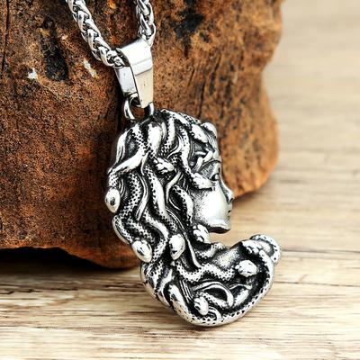 Stainless Steel Greek Mythical Snake Hair Medusa Necklace Vintage Titanium Steel Snake Demon Pendant Pendant Pendant