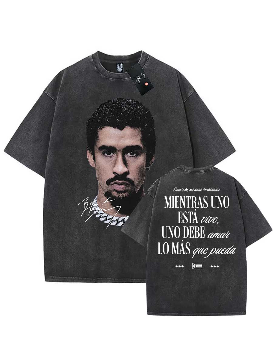 

Bad Bunny Oversized T shirt Debi Tirar Mas Fotos DTMF Washed Vintage Cotton Hiphop Streetwear BB S
