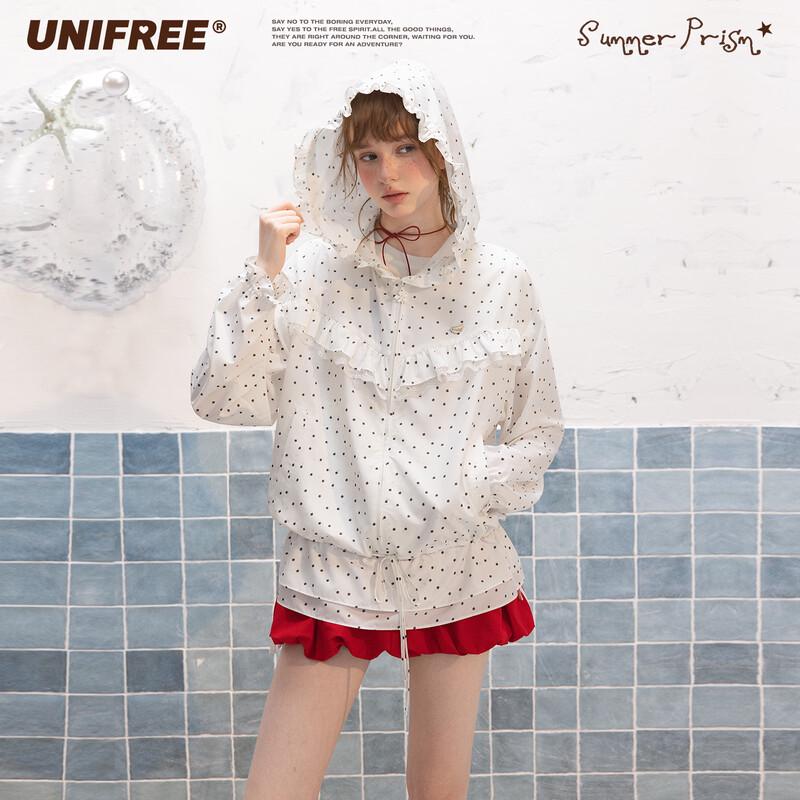 

UNIFREE Sweet Girl Double-Layer Lace Hooded Jacket L