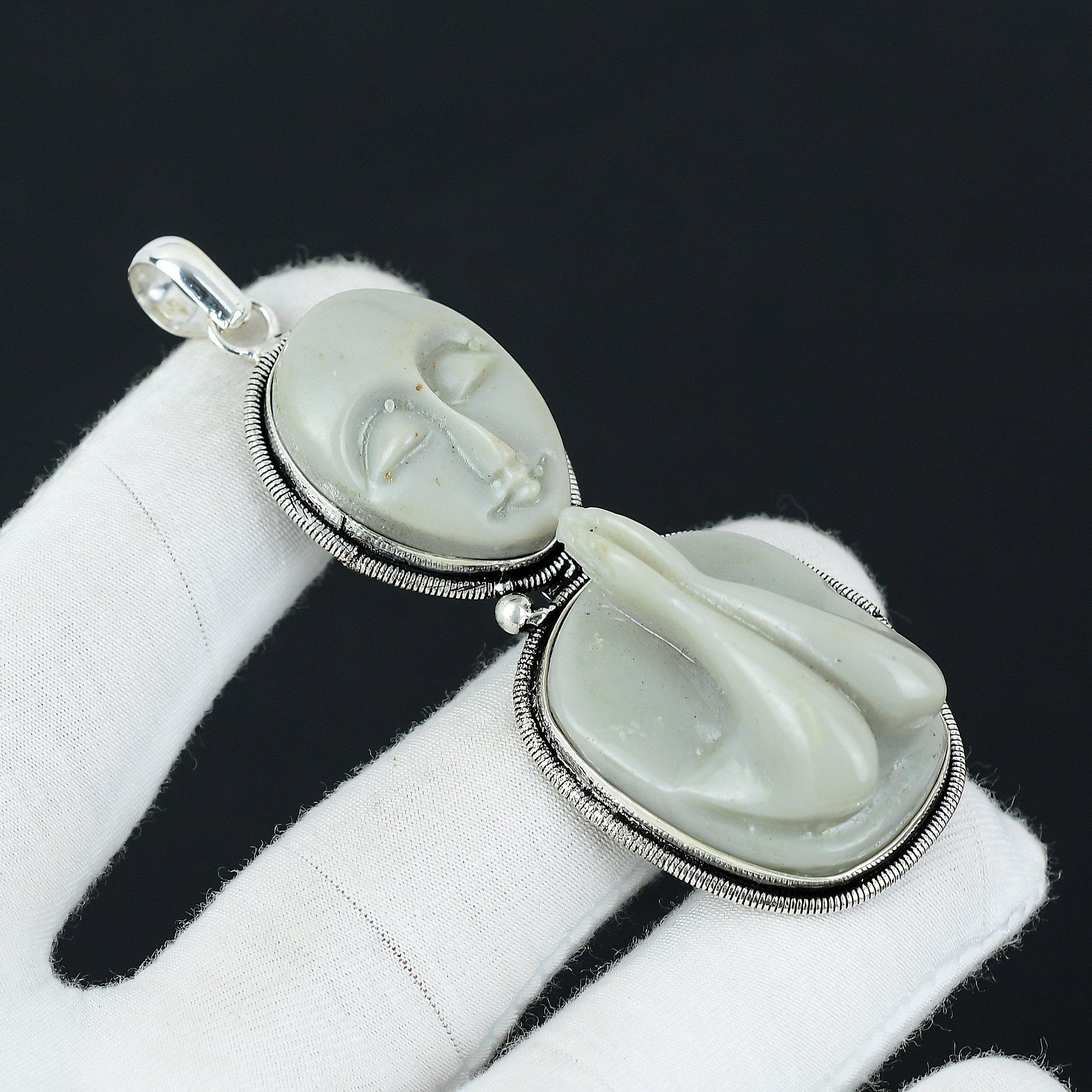 

Подвеска Camiyo Praying Face из стерлингового серебра 925 пробы, подвеска ручной работы, белые украшения Camiyo Praying Face, подарки для матери, подвеска ручной работы