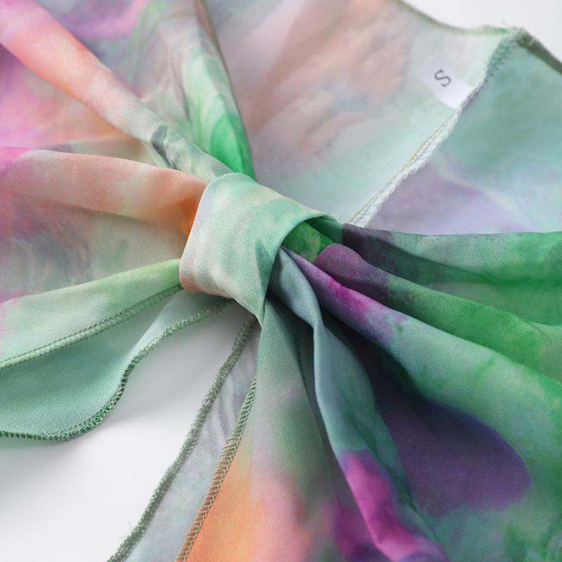 Fashion Elegant Print Dress Women Sexy Off Shoulder Backless Tie-dye Suspender Female Dresses 2 Piece Slash Neck Vacation Lady Robes
