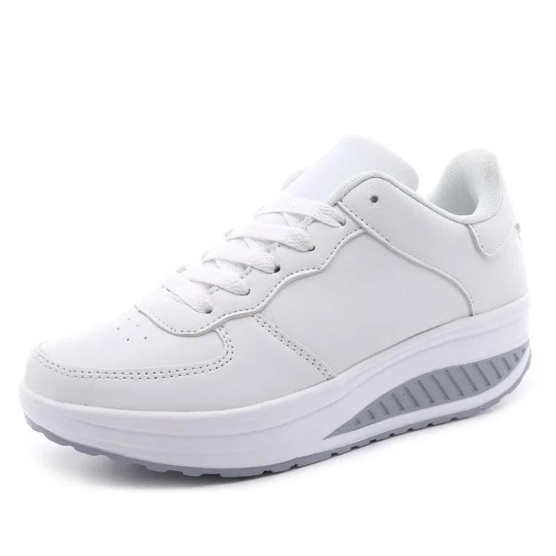 Fashion Women Shoes Lace Up Leather Sports 2025 Student Increase Platform Sneakers Outdoor Walking Women Shoes Zapatos De Mujer