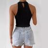 2025 Elegant Halter Cutout Slim Fit Crop Top: European & American Summer Style