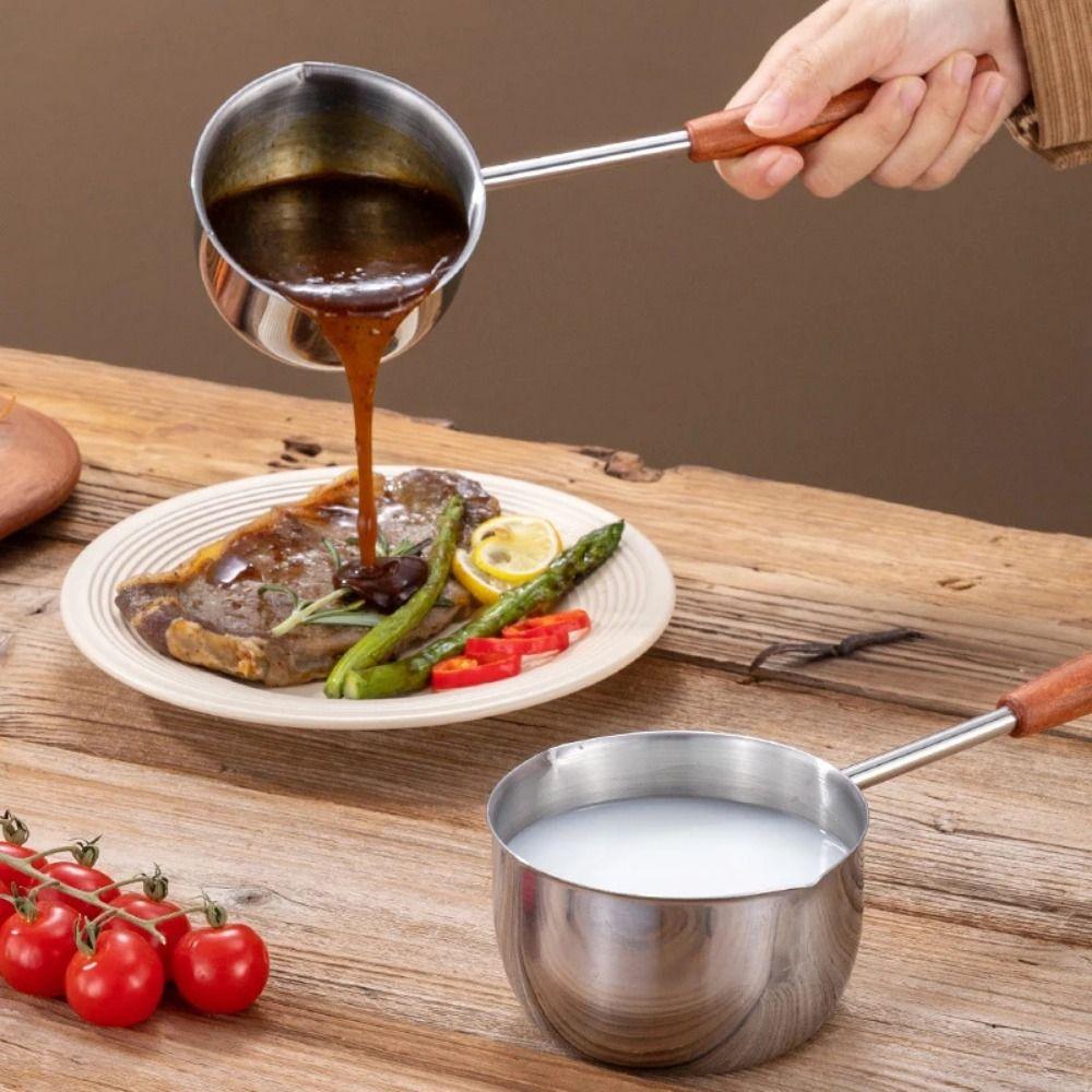 Stainless Steel Oil Splashing Small Pot Thickened Oil Pouring Spoon Mini Cooking Pot  Cooking Tools