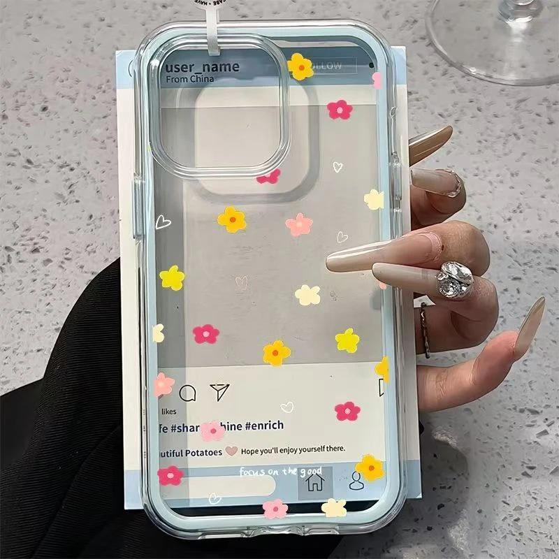 ins color flower is suitable for Apple 17promax mobile phone case iPhone16 two-in-one 14/15 color edge 13 sets