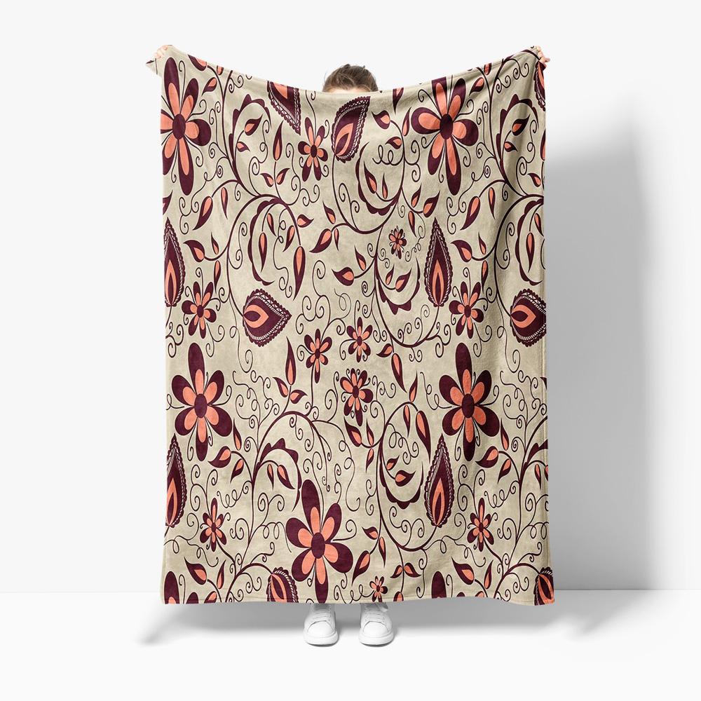 

Floral Pattern Blanket Soft Cozy Fleece Throw Blanket Bed Sofa Decorative Throw Cover Gift 75x100cm