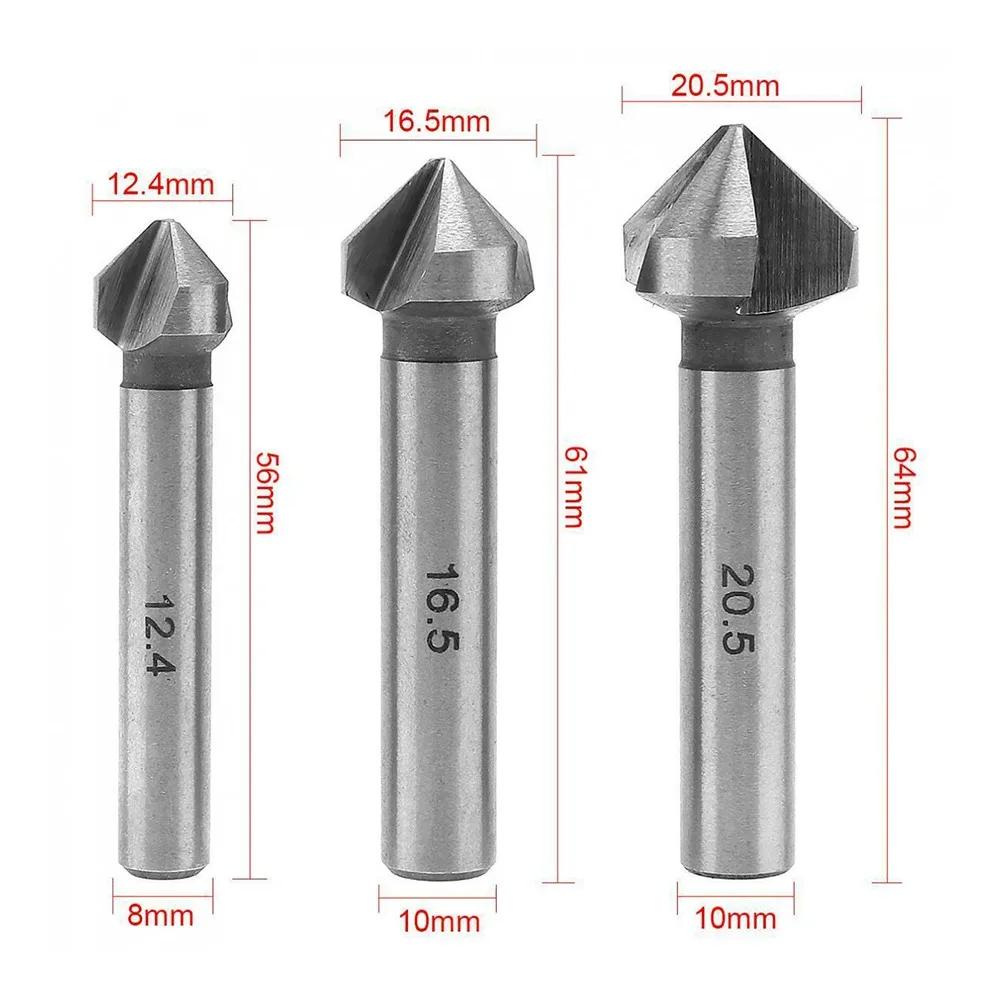6er Set 90 Grad HSS Senkerbohrer 3 Schneiden Für Präzise Kantenanfasung Auf Metallen Kunststoffen Und Holzwerkstoffen