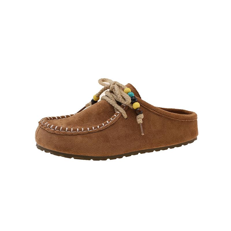 Explosive 2025 New Fashion Casual Bag Head Half Drag Women Thick Sole Outer Wear Explosion Lazy Single Shoes Niche Ethnic Style