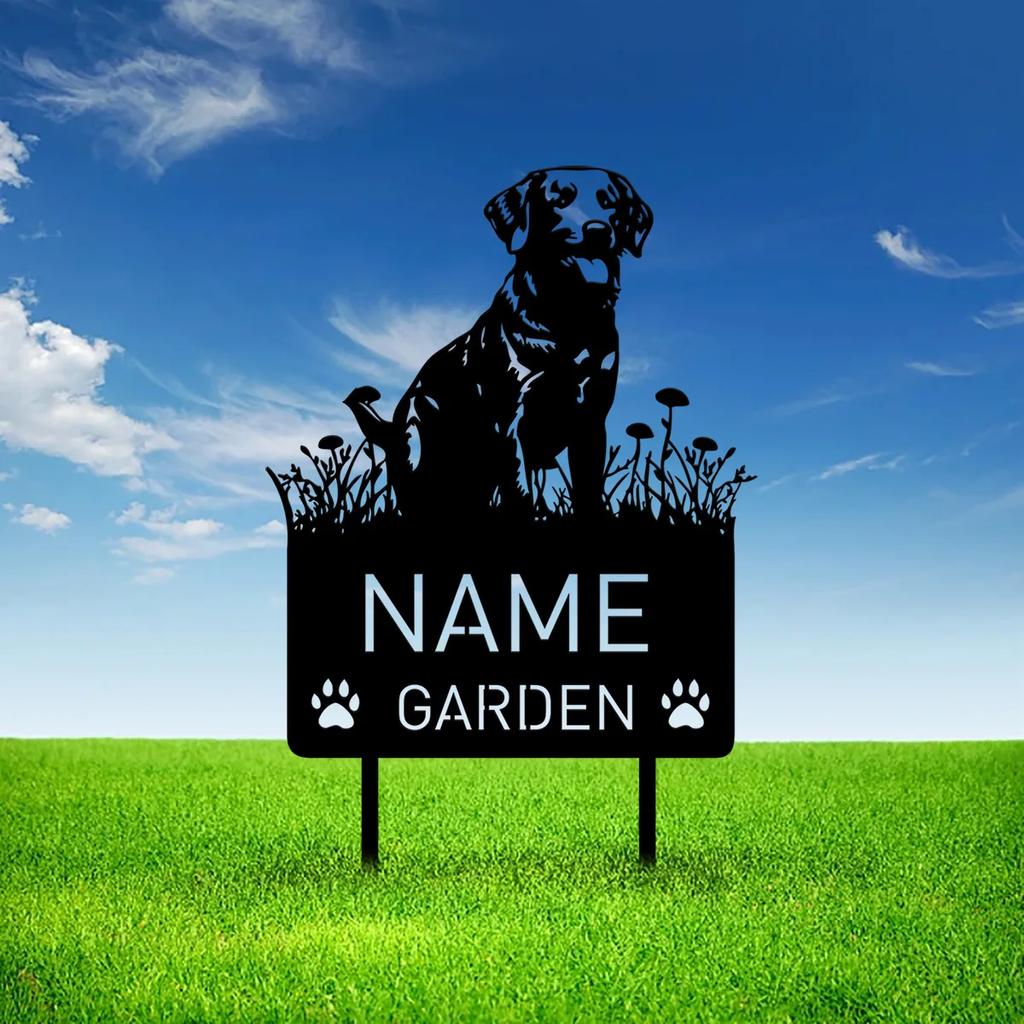 Custom Chesapeake Bay Retriever Dog Memorial Garden Stake Personalized Pet Grave Marker Metal Sign Outdoor Decor