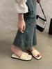 French flat-bottomed woven small cool slippers women's shoes wear 2025 new summer soft-soled beach one-word sandals
