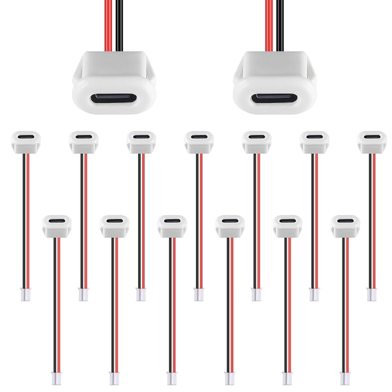 15 шт. Type-C Female Шасси 2P Прямой обжим USB C Female Порт для зарядки 3A Порт с высоким током USB-C Зарядный штекер(белый) B