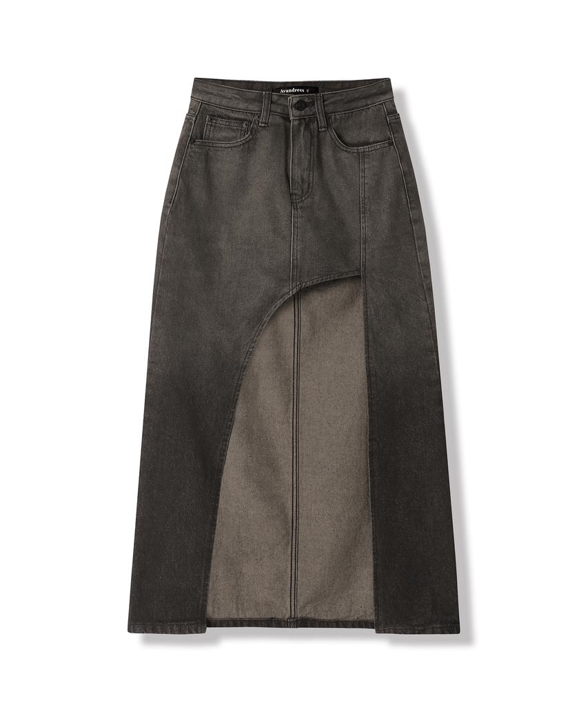 Urban Dress The Moon Long Denim Skirt Red Black