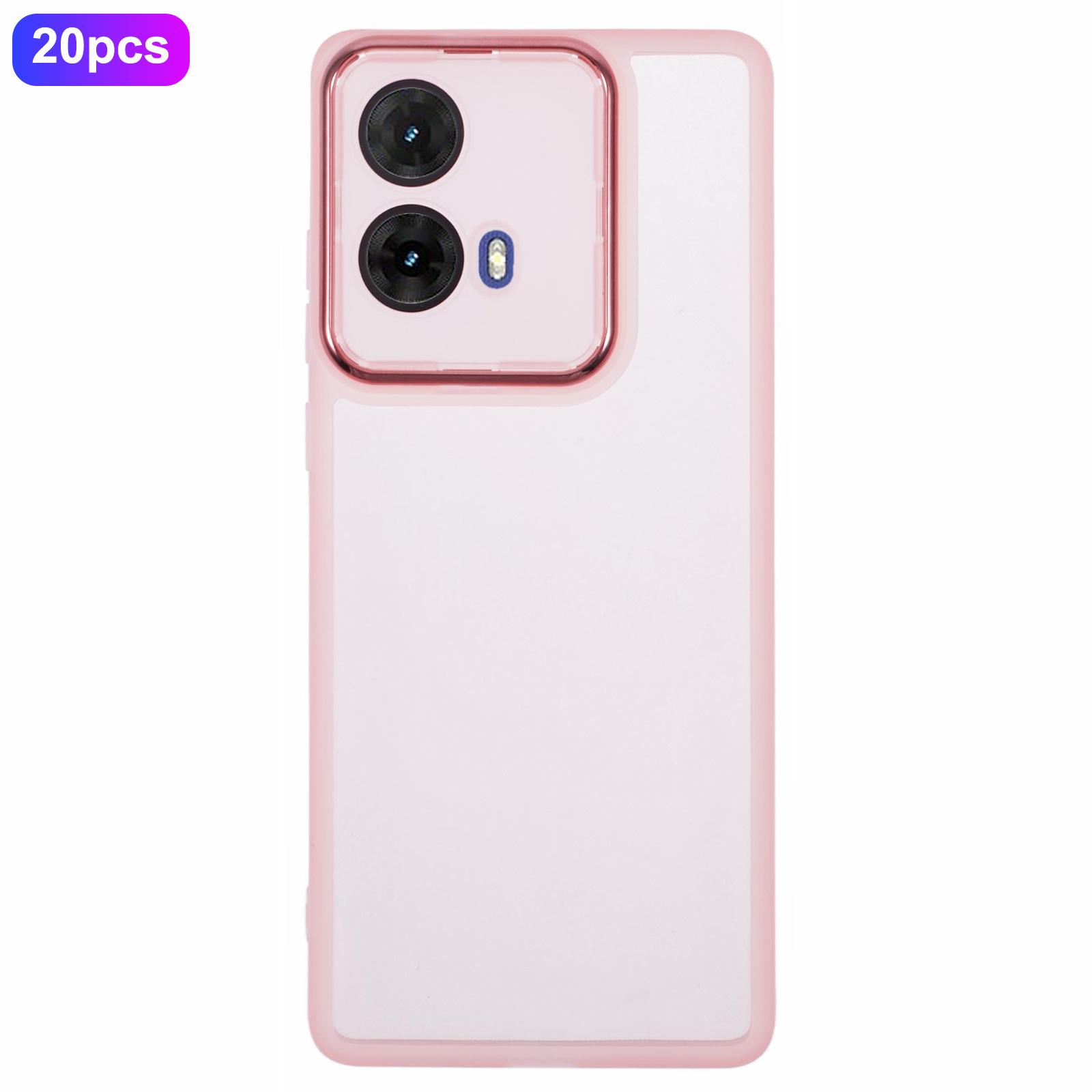 

Bulk Purchasing 20Pcs For Motorola Moto G85 5G Case Electroplated Camera Frame TPU Phone Cover Precise Cutouts Transparent Pink