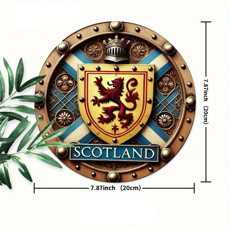 Vintage skotský lev Rampant kulatá hliníková nástěnná deska