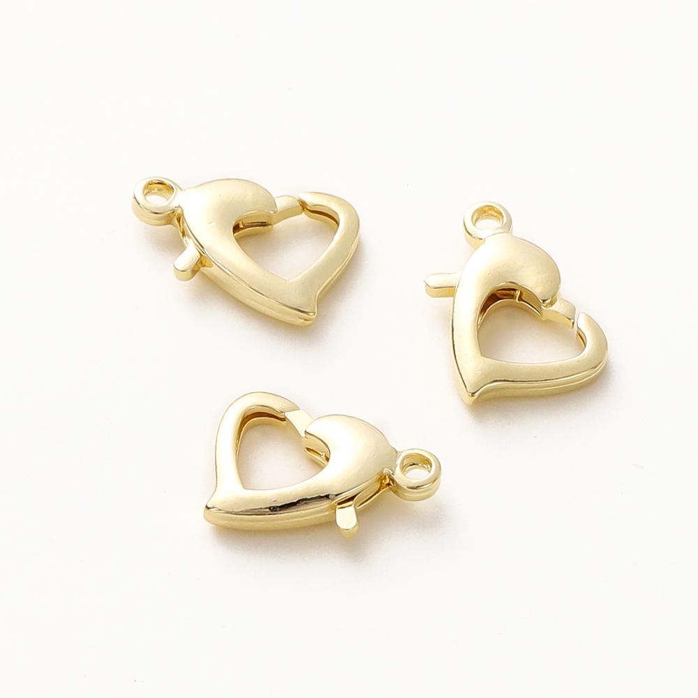 10pcs/lot 14K 18K Gold Plated Heart Shape Lobster Clasps 10mm/13mm Heart Locks Clasp For Bracelet Necklace Jewelry Making