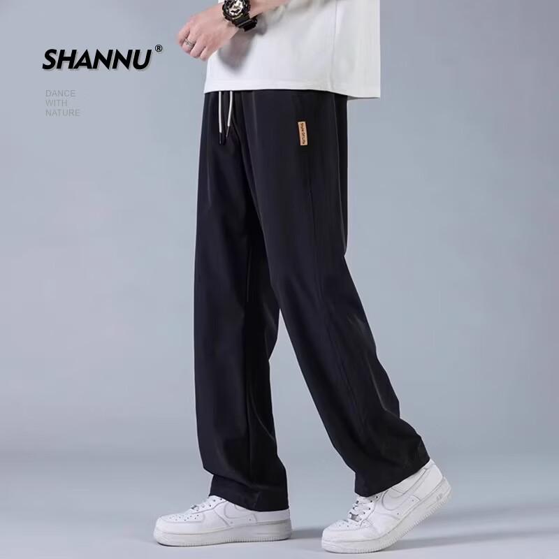 SHANNU Men's Ice Silk Quick-Dry Straight Casual Pants