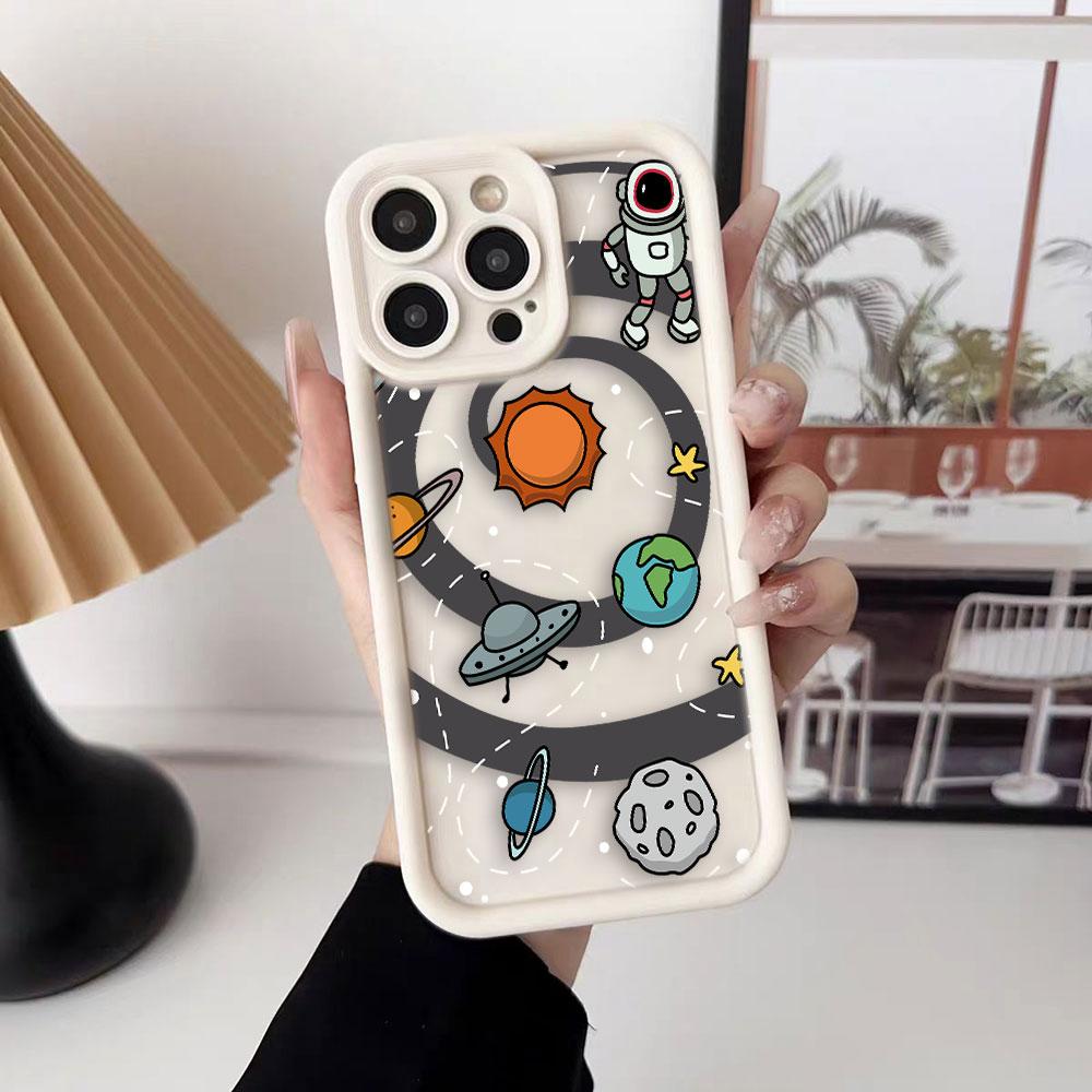 Astronauts Space Stars Planets Phone Case For iPhone Apple 17 AIR 16 16E 11 12 13 14 15 XR Plus Pro Max DIY Shockproof Cover