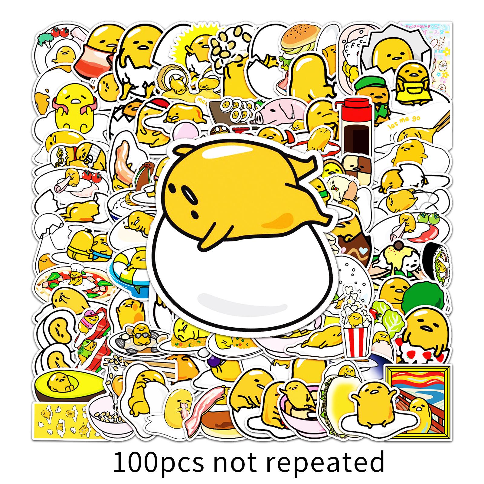 100 Lazy Egg Graffiti Cartoon Stickers for Journals, Skateboards, Water Bottles, and Luggage - Waterproof and Cute Animation Designs.