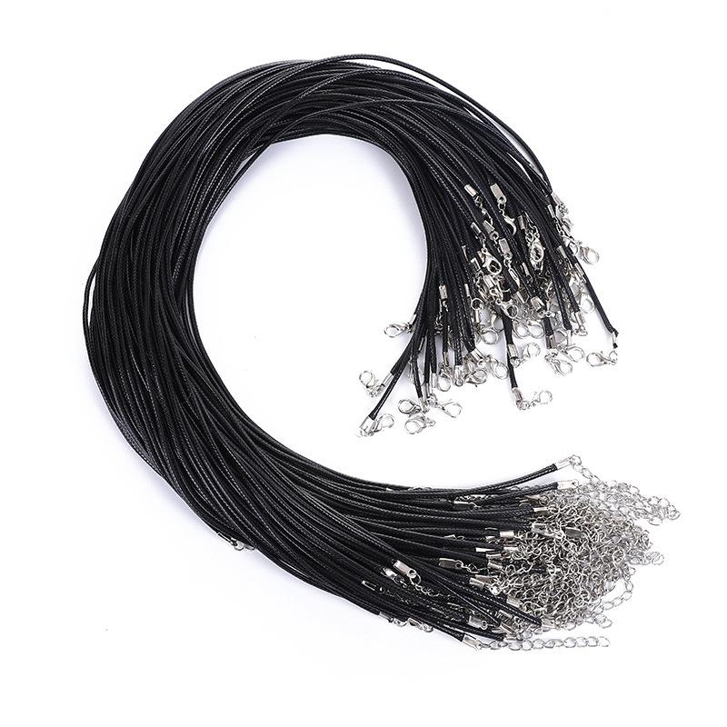 Waxed Leather Cord DIY Jewelry Shiny Thread String Strap Chain With Clasp Necklace Rope Jewelry Making Supplies Wholesale