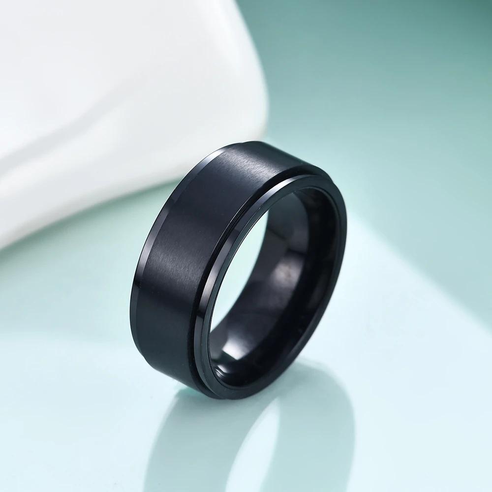8mm Spinner Ring für Männer Stress Release Bague Acier Inoxydable Edelstahl Ehering Casual Sport Schmuck Anel Masculino