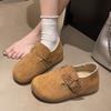 Single shoes women's velvet new autumn and winter all-inclusive one-pedal thick-soled small inner height-increasing cotton shoes