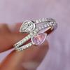 Luxury Female Pink Water Drop  Steling Silver Finger Ring Vintage Wedding Band Bridal  for Women Multi-storey Ring
